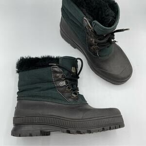 Sorel Forest Green & Black Winter Lace Up Duck Boots 6